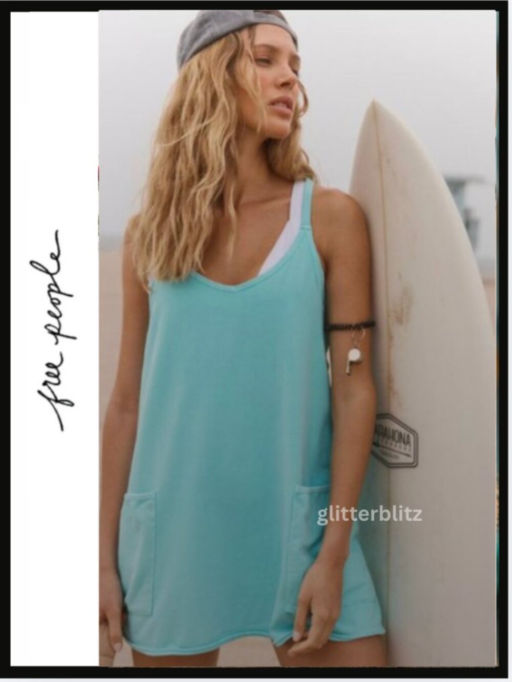 Free People Hot Shot Mini Dress in Light Turquoise 💙 Large & XL - NWT